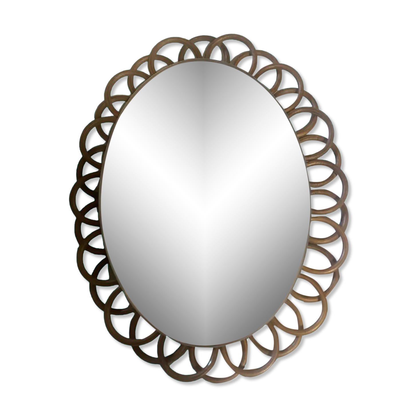 Vintage rattan mirror 27x34cm