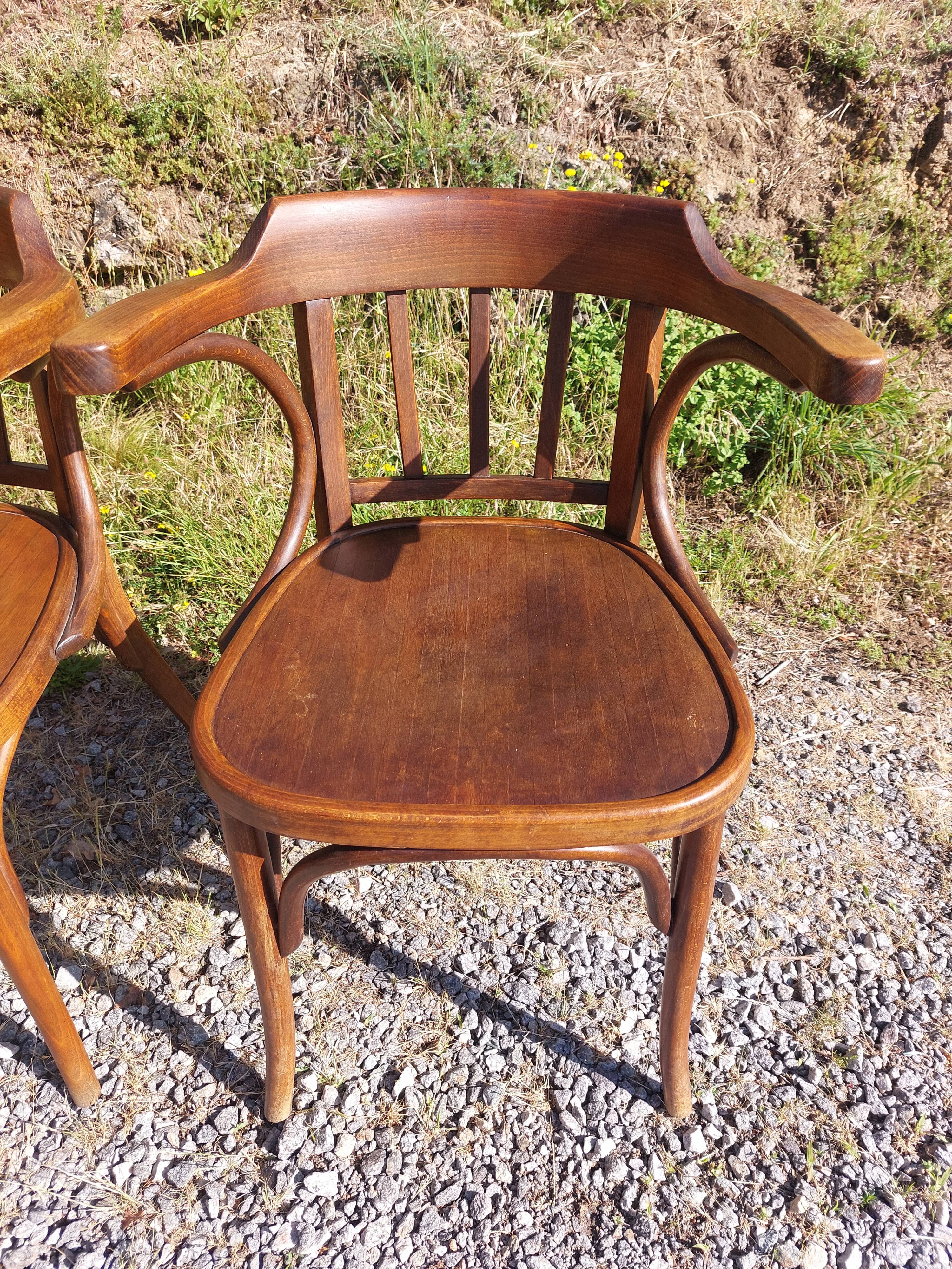 4 fauteuils Baumann en bois courbé