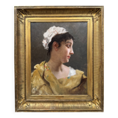 Portrait of a young woman attributed to E. Pinchart.