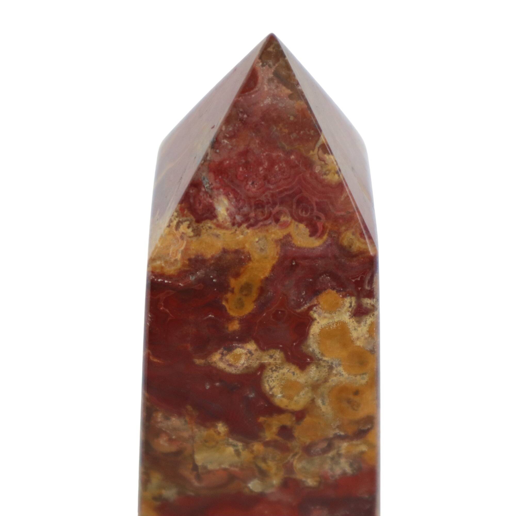 Veined onyx marble obelisk and polished sphere paperweight