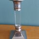 Silver-plated metal candlestick and lucite plexiglass