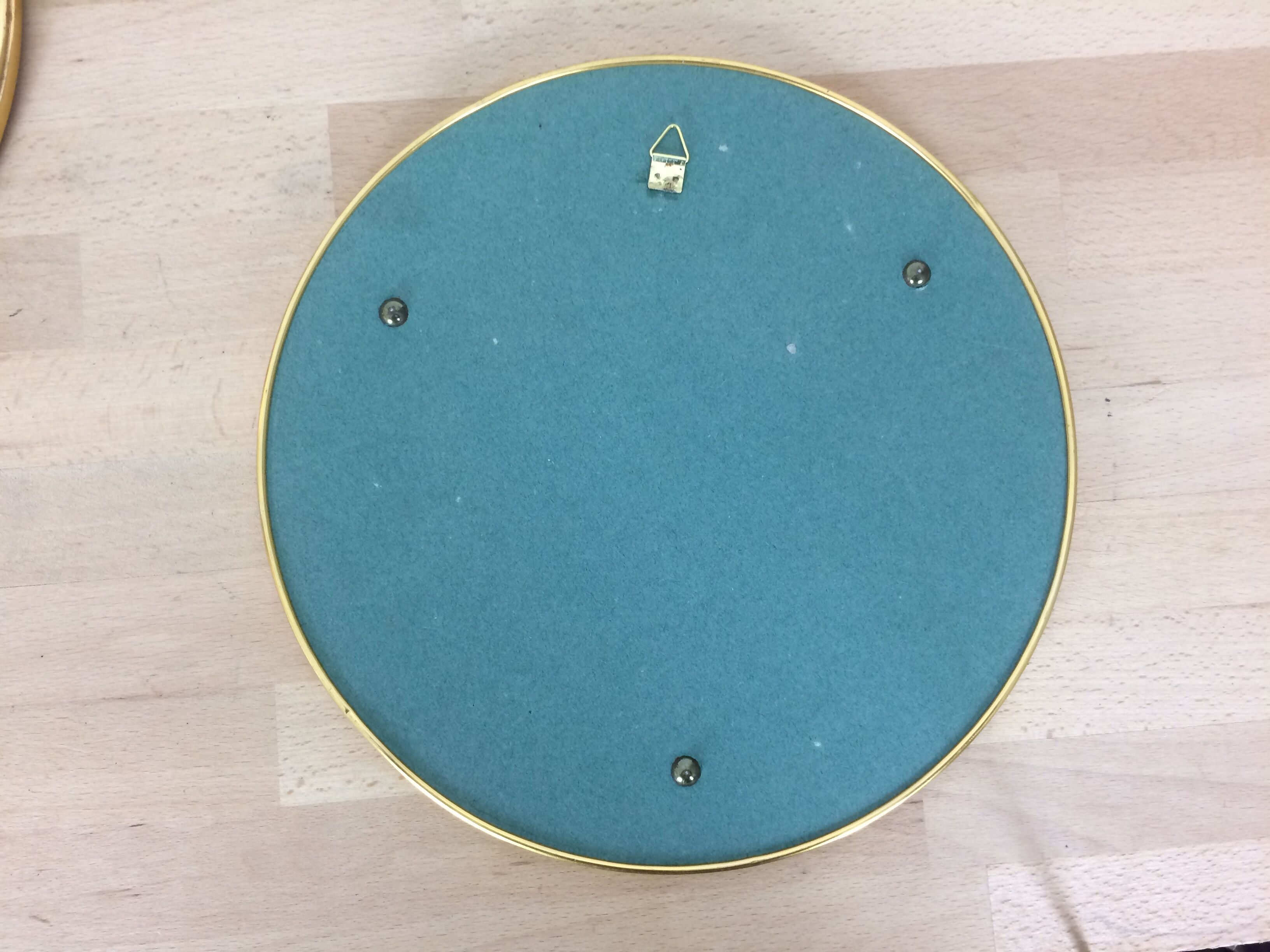 Set de 4 miroirs ronds cerclage doré 29cm
