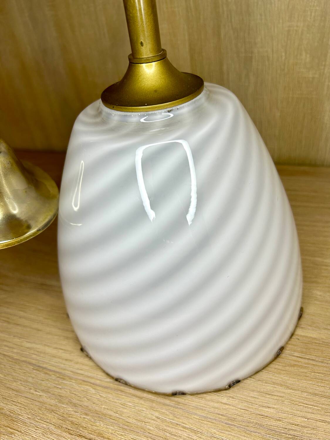 Lampe Suspension Murano Verre Blanc Et Caramel
