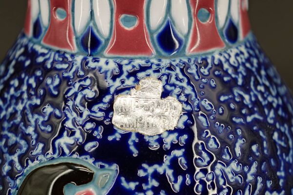 Lampe aux Hirondelles, Imperial Amphora, Tchécoslovaquie, Art Déco, Circa 1920