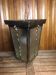 Old brass lantern pendant lamp + vintage glass plate #a592
