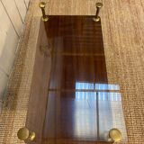 Coffee table of the 60s in glass, glass and wood top