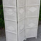 Wicker rattan screen 3 white flap