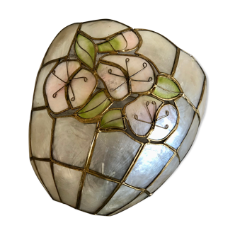 Floral mother-of-pearl wall lamp