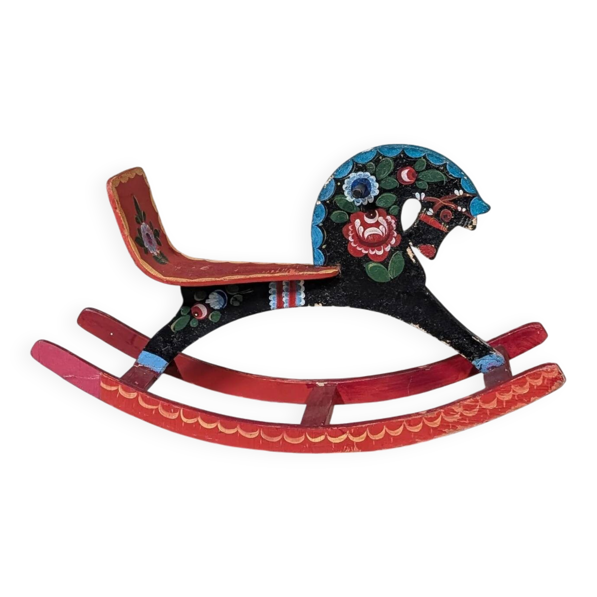 Painted wooden rocking horse