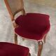 Set of 4 Louis XV style chairs in cherry wood – canework and burgundy velvet