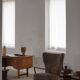 High-backed chaise longue in oak and lambswool, Danish Modern, Viggo Boesen, 1950s.