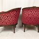 Pair of Transition period armchairs, trimmed with burgundy velvet