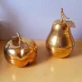 Apple and pear brass boxes from the 70s