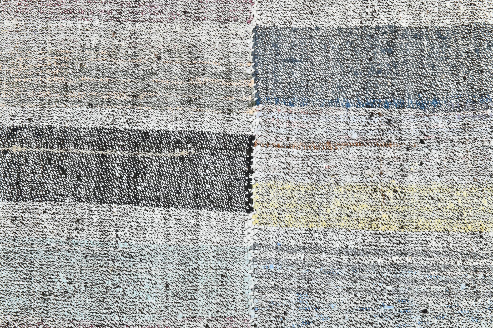 7x10 Yellow Black Striped Vintage Rug, 220x304Cm