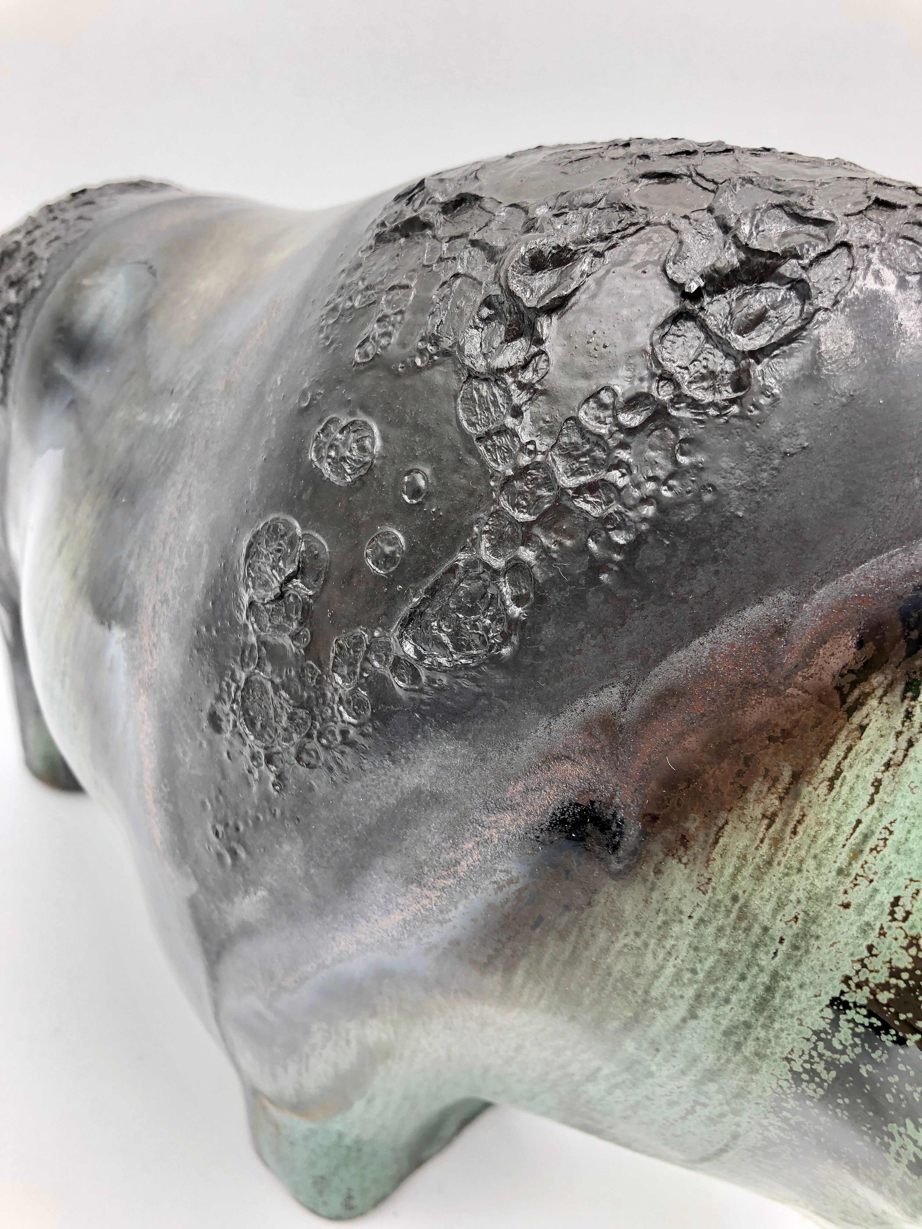 Ceramic bison by Kurt Tschorner