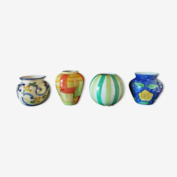 Set of 4 colored vases