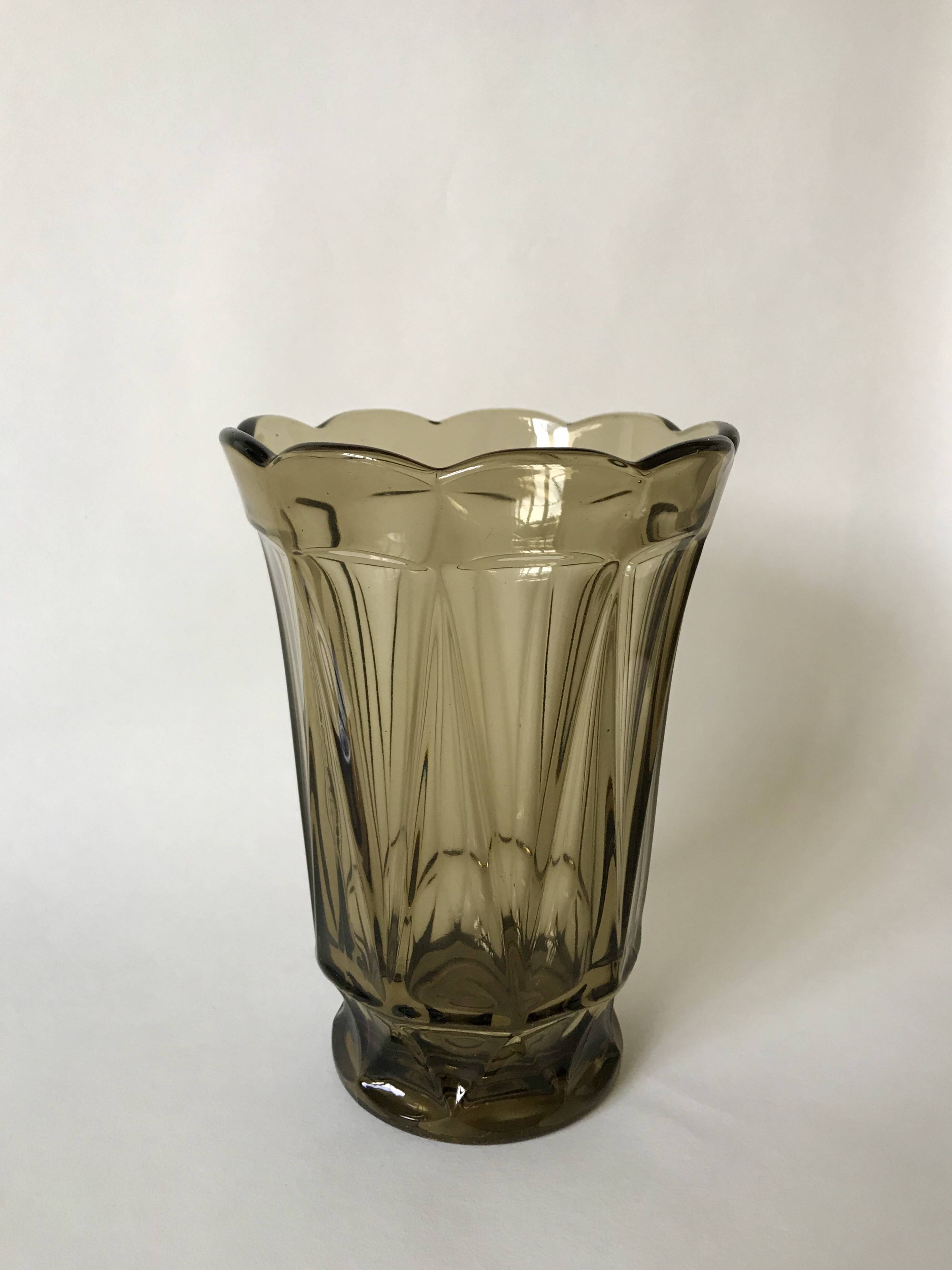 Large smoked glass vase from the 70s