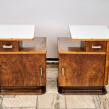 Set of Two Art Déco nightstands, by Jindřich Halabala, 1940s Czechoslovakia