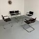 Lot of 5 tubular metal leather chairs designed by Mart Stam, Bauhaus, 1970s.