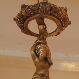 Vintage Italian bronze brass three-branch female figurine chandelier c. 1950s