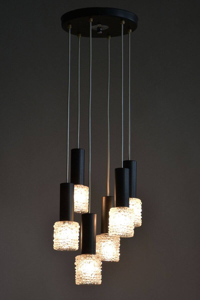 Mid-Century Chandelier in Steel by Elektroinstala Jílové, Czech, 1960s