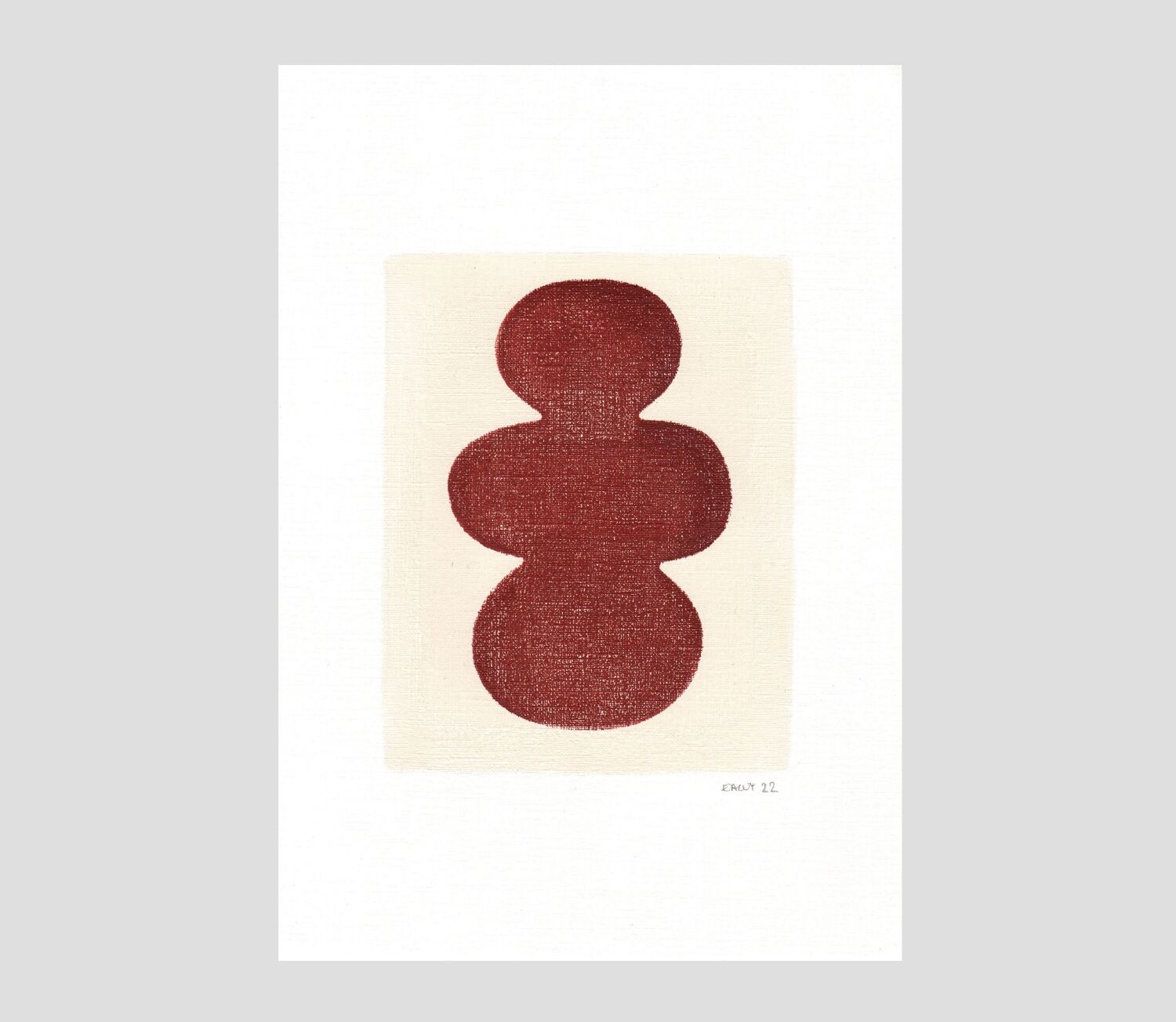 Duo de peintures sur papier - terracotta foncé - signées Eawy
