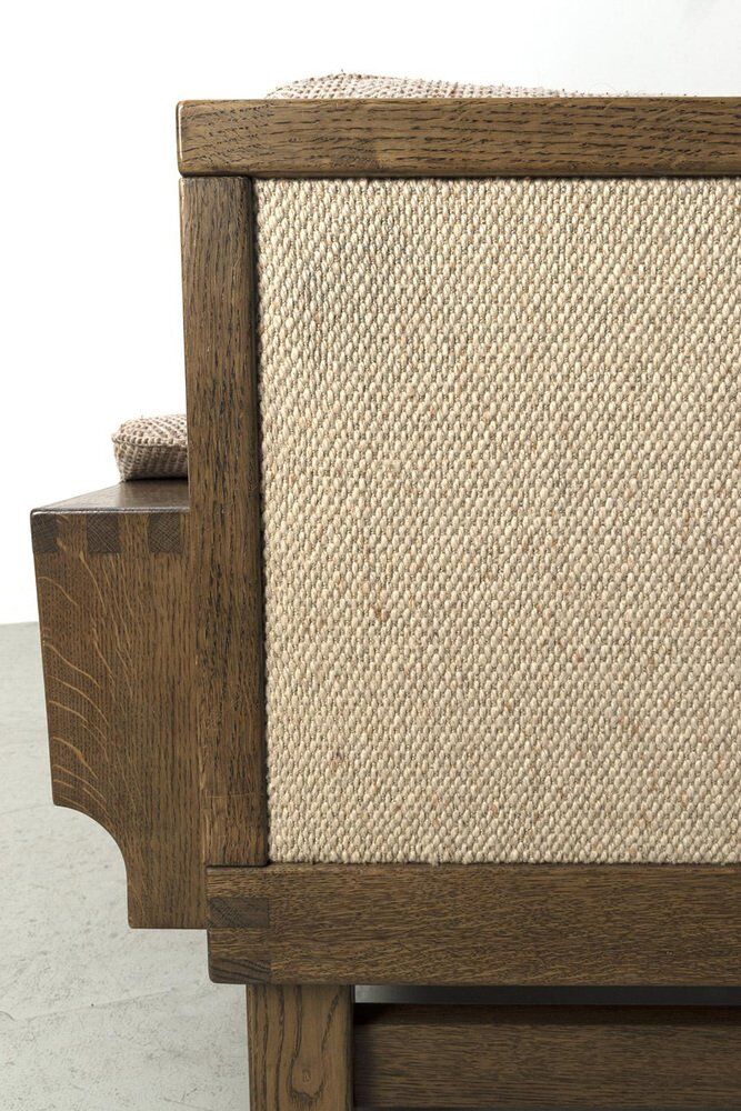 Vintage Brutalist Oak Armchair