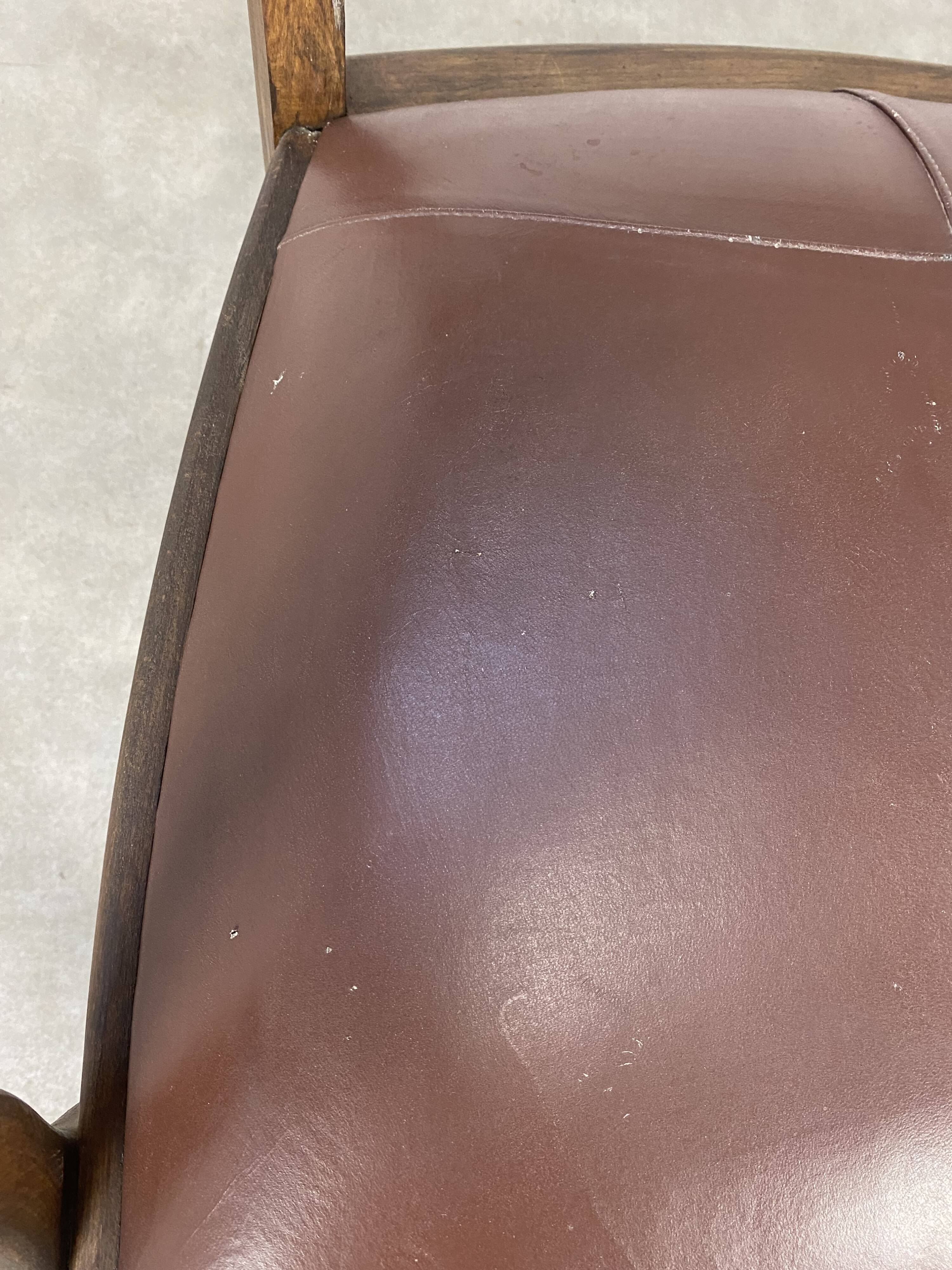 Office chair format bridge wood leather and canning 20s