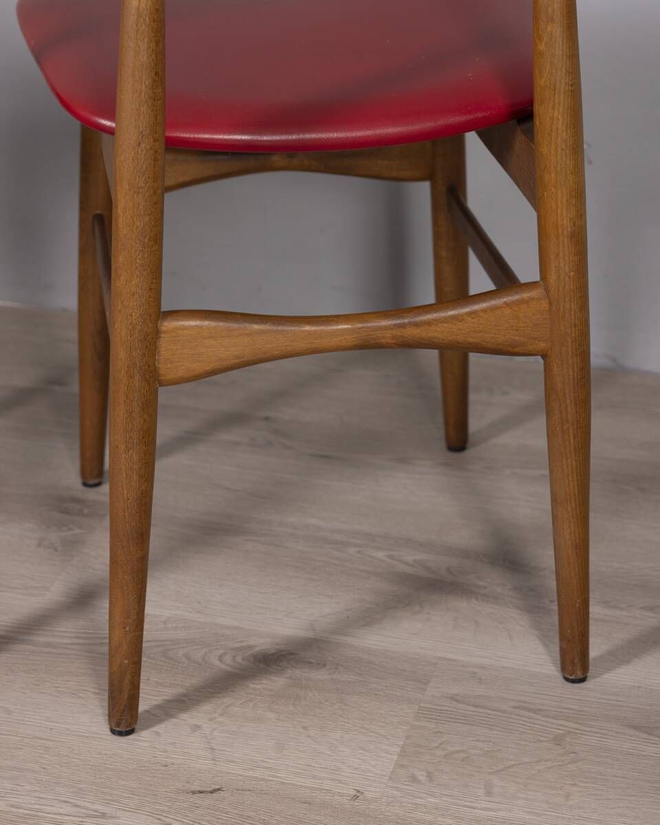 Pair of vintage 1960s chairs in wood and leather, italian design