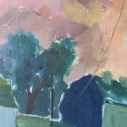 1954 swedish vintage coastal oil painting