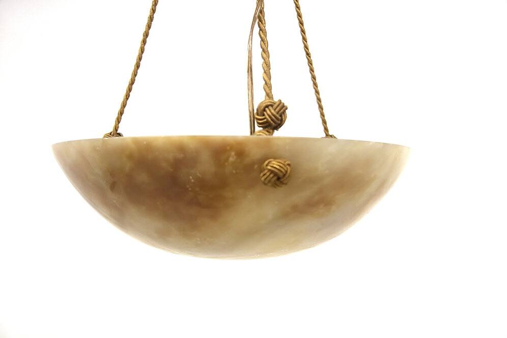 Scandinavian alabaster pendant light, Sweden, 1920