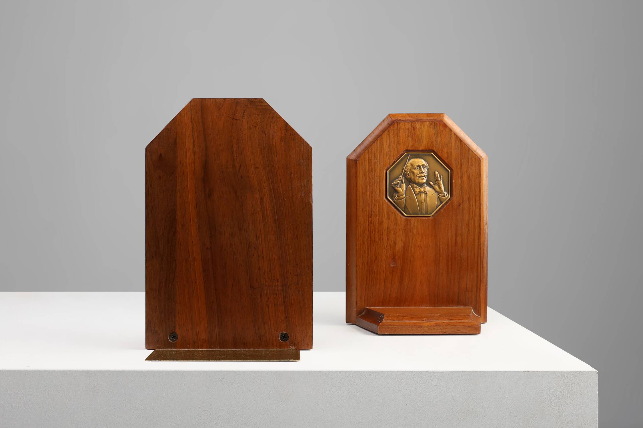 Bookends Art Déco français en bois et bronze, vers 1920