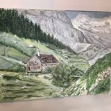 Mountain landscape painting oil on canvas signed
