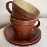 Paire de tasses déjeuners en grès Daniel de Montmollin Taizé 1970