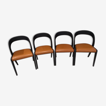 Suite 4 baumann gondola leather chairs 1970