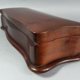 Old box sewing box shape chamturned wood interior fabrics SB