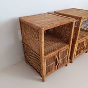 Pair of vintage rattan bedside tables