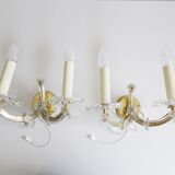 Wall lamps set made of crystal glass