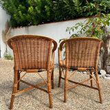 Pair of vintage rattan armchairs 1960