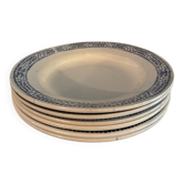 Lot de 6 assiettes creuses vintage mouchetées bleues et blanches