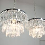 Vintage Italian Crystal & Chrome Chandelier, 1970s
