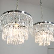 Vintage Italian Crystal & Chrome Chandelier, 1970s