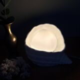 Vintage shell lamp in ceramic and white opaline