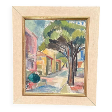 Original Swedish Oil on Canvas – “Urban Street” by Ingrid Hedman Koppang
