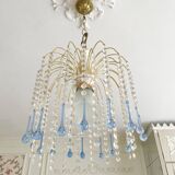 Suspension style Murano en cristal de Bohême et pampilles bleues