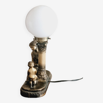 Cherub lamp and opaline globes