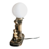 Cherub lamp and opaline globes