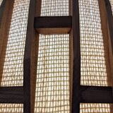 Pair of Scandinavian wooden and fabric pendant lights from the 60s