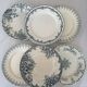 Lot of 6 blue-green ironstone dessert plates, French faience.