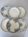 Lot of 6 blue-green ironstone dessert plates, French faience.